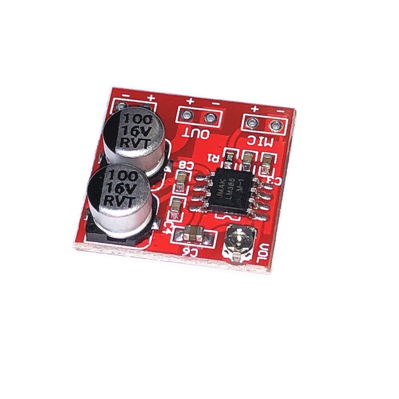 LM386驻极体咪头放大板 麦克风放大模块 20-200倍放大 DC4V-12