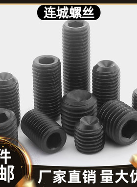 12.9级内六角凹端紧定螺丝无头顶丝机米止付螺钉M10M12M14M