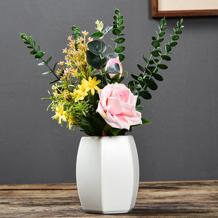 新中式禅意陶瓷花瓶客厅插花高档腊梅雪柳干花摆件茶室酒柜装饰品