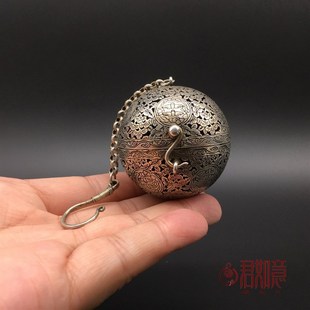 仿古铜香薰球镂空迷你家用熏香球倒流香炉香囊球挂件茶道禅意摆件