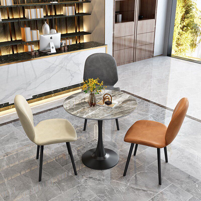简约岩板餐桌现代简约家用小户型长方形餐厅大理石餐桌椅一桌三椅