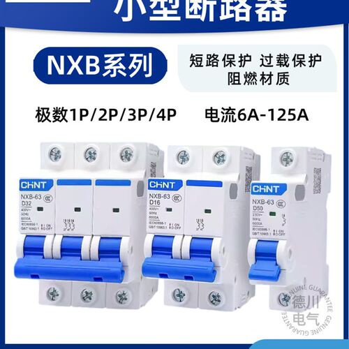 正电空气开关D型Nxb小型断路器1P32A总空气开关2P 63A16A三相3P4P