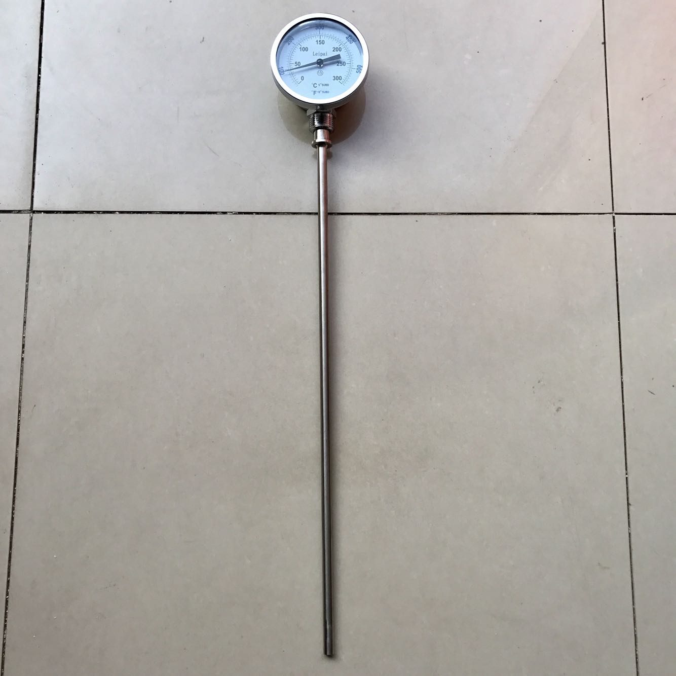 WSS-411 0-400度 探测杆长500mm 螺纹m27x2 双金属温度计 径向