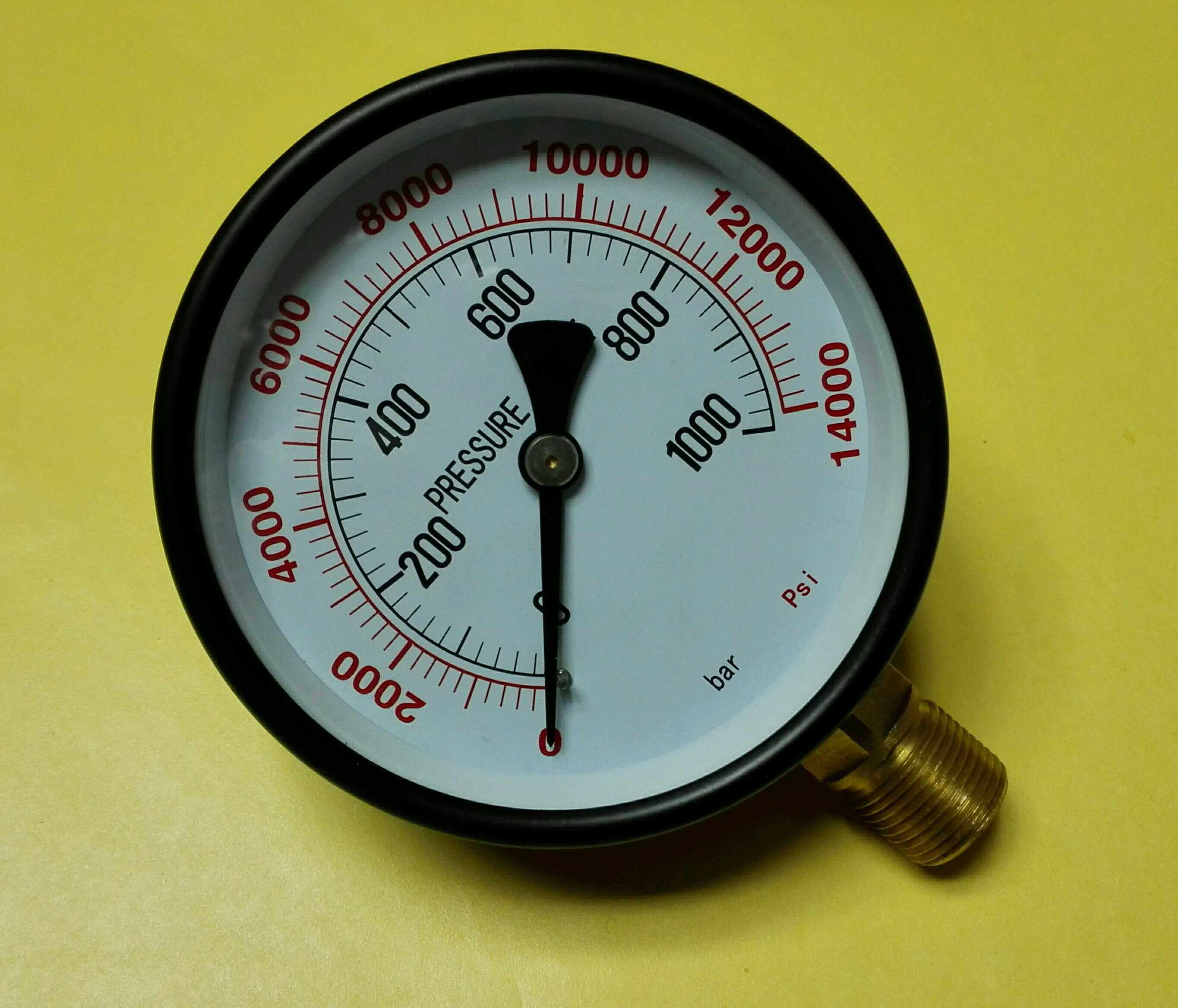 超高压压力测量表y-100 0-1000bar/0-14000psi m20x1.5表盘100mm
