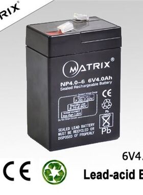 MATRIX矩阵NP4.0-6蓄电池儿童玩具车6V4Ah消防主机电子秤安防电池