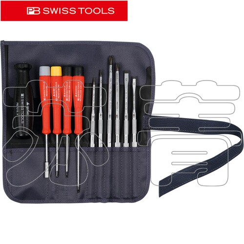 瑞士原装PB SWISS TOOLS螺丝刀组黑色防油 个人电脑维修用PB 8220