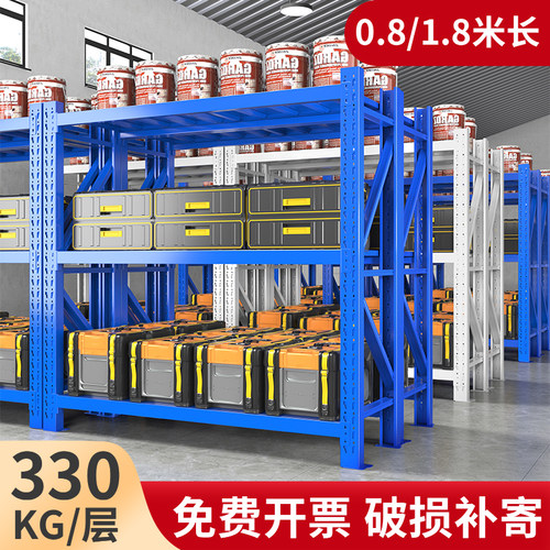 1.8米长三层仓库仓储货架快递置物展示架家用多层储物架车库铁架