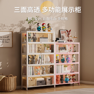 波丽美痛柜玻璃展示柜手办乐高家用盲盒模型展示架收纳透明陈列柜