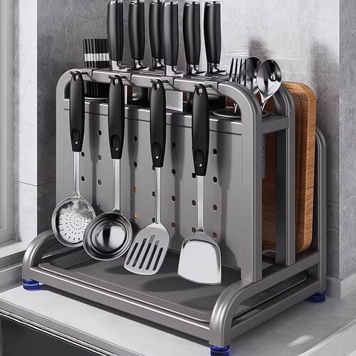 2025新款不锈钢厨房刀架置物架菜板刀具多功能筷子笼一体收纳放置