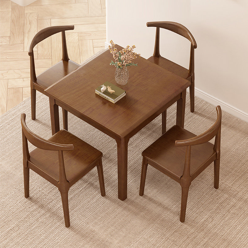 实木四方餐桌客厅小户型新中式正方形吃饭小桌子家用中古桌椅组合