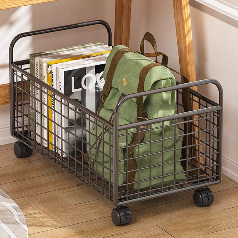 桌下书本收纳箱书包滑轮可移动书箱学生教室用桌面放书收纳盒书架