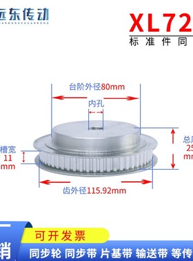 XL72齿 同步轮 同步带轮 标准件 铝合金 齿外径115.92 齿宽11