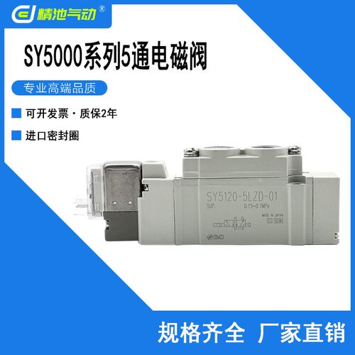 SMC型5通电磁阀2位单电控SY5120-3/4LZD/LZE/GZD/MZD-01/C4/C6/C8