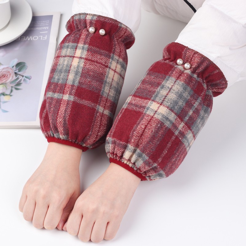 2025新款格子袖套秋冬季家务办公干活成人护袖防污学生套袖小香风