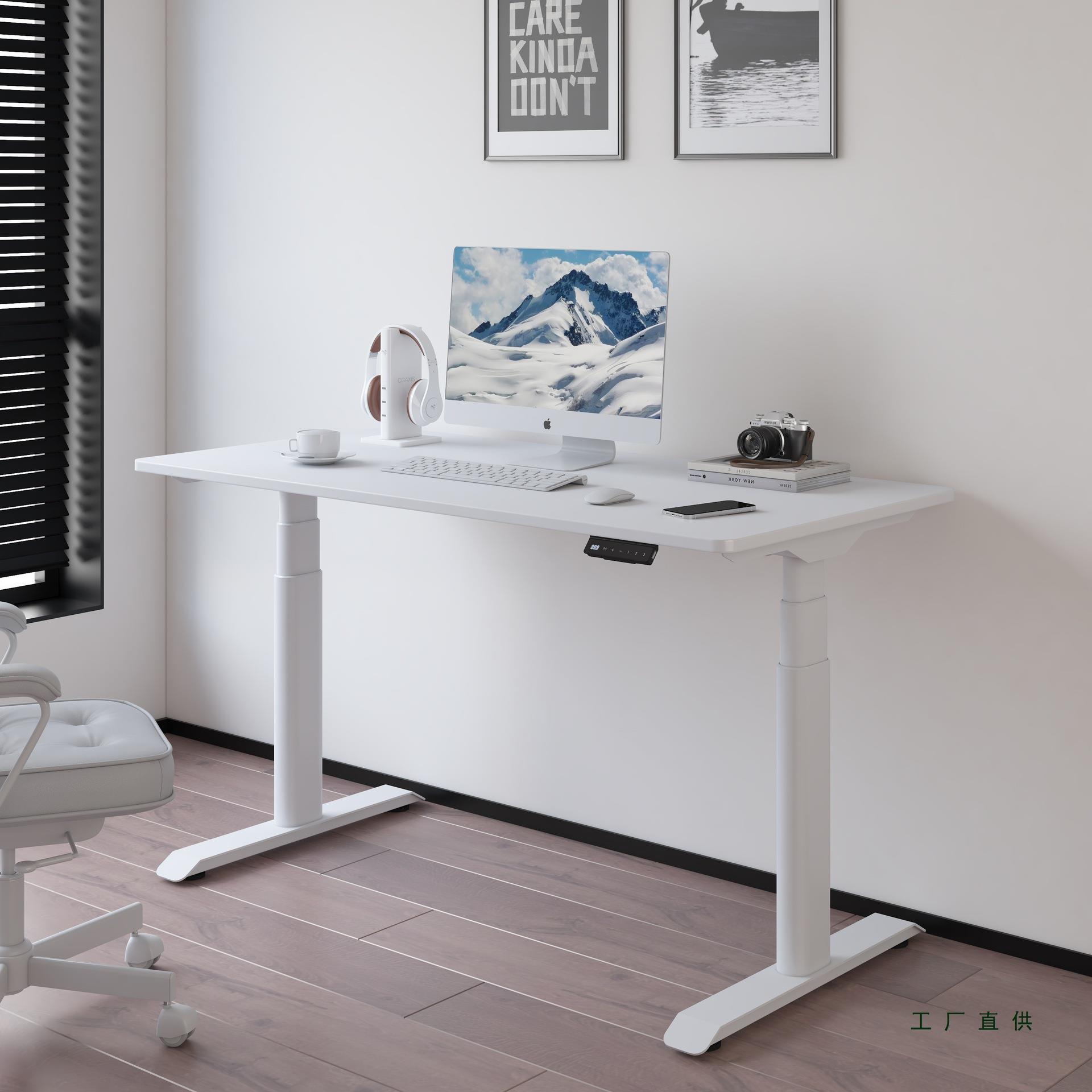 智能电动升降桌腿支架双电机黑胡桃木升降桌学习书桌子电脑办公桌