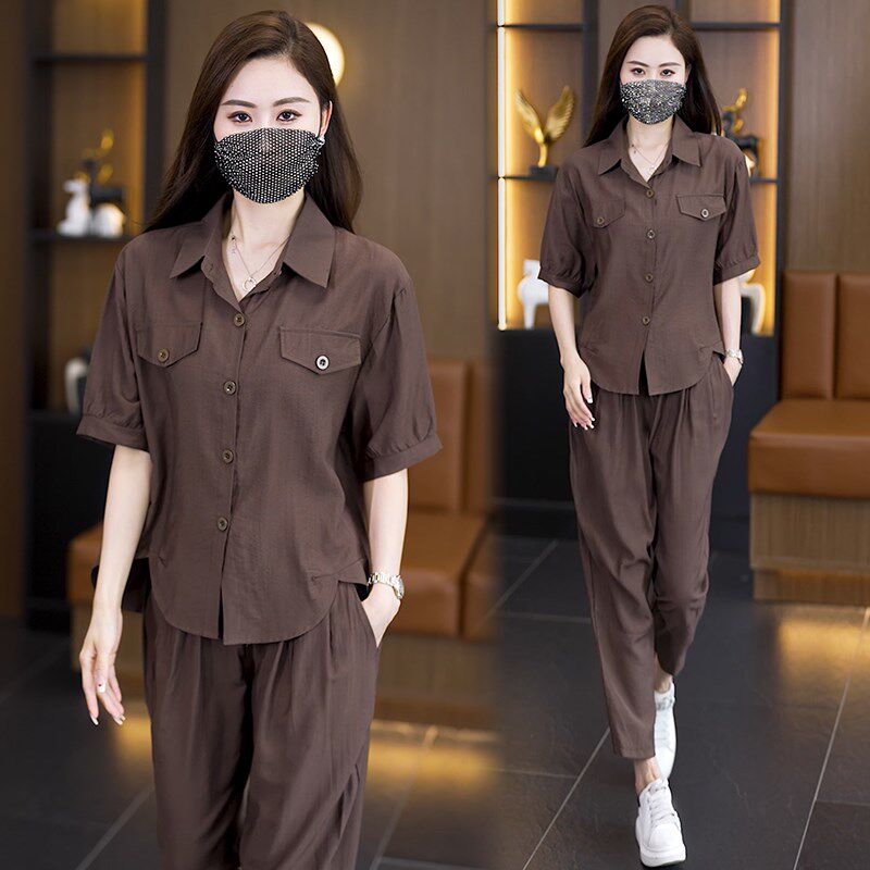 2025夏季新款洋气大码女装休闲运动套装胖MM时尚宽松哈伦裤两件套