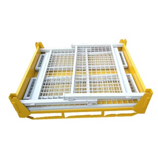 张家港供应折叠式 金属料箱可堆y垛物料框铁皮箱仓库网格铁丝周转