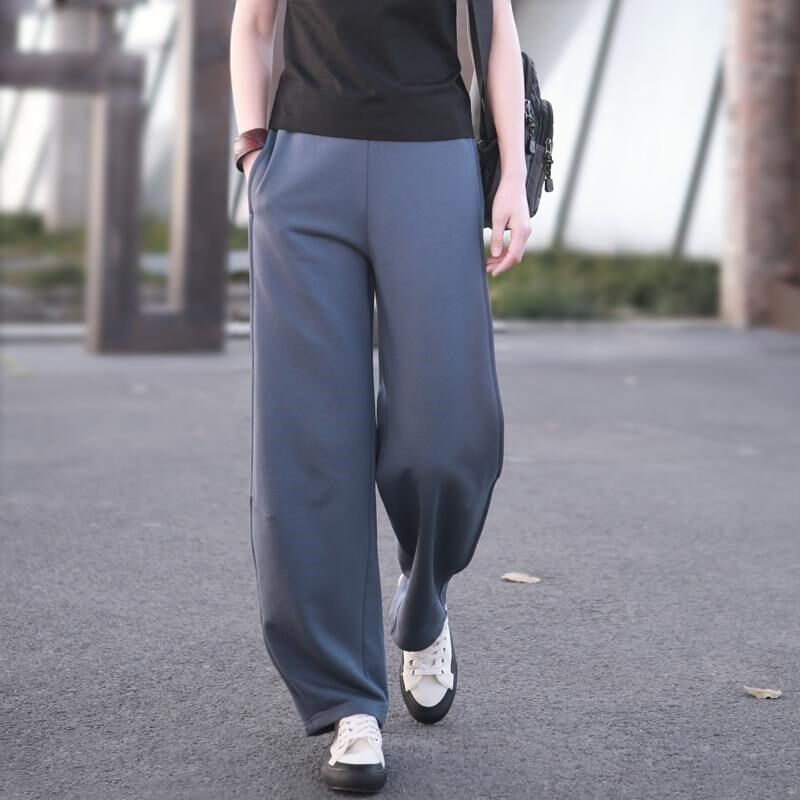 2025春季薄款卫裤女针织休闲运动长裤显瘦镰刀裤简约文艺萝卜裤