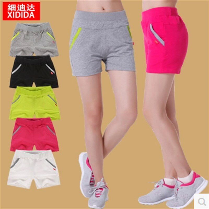 夏季纯棉运动短裤女薄款健身跑步裤女瑜伽大码宽松显瘦三分裤热裤
