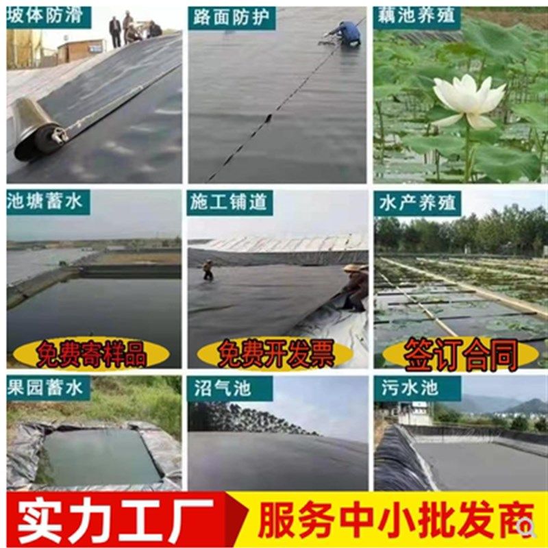 鱼塘防渗c膜土工膜防水布鱼池用养殖塑料膜加厚薄膜黑色防水塑料