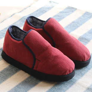 千层底女夹绒棉花布鞋 加厚保暖一脚蹬传统棉靴子 纯手工红棉麻冬季