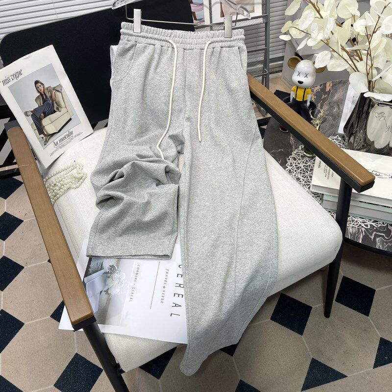 胡子叔大码女装春季新款阔腿裤女胖mm韩版显瘦直筒宽松休闲裤卫裤