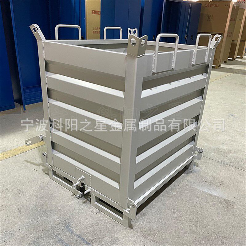 底部打开b倒料自卸式周转箱叉车用金属周转箱车间废料箱重型铁屑