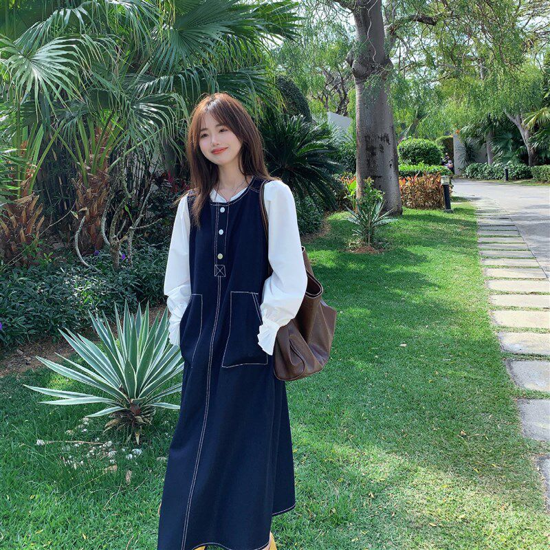 小小家 小个子小码竹节棉背心连衣裙无袖圆领25年春长款垂感裙子