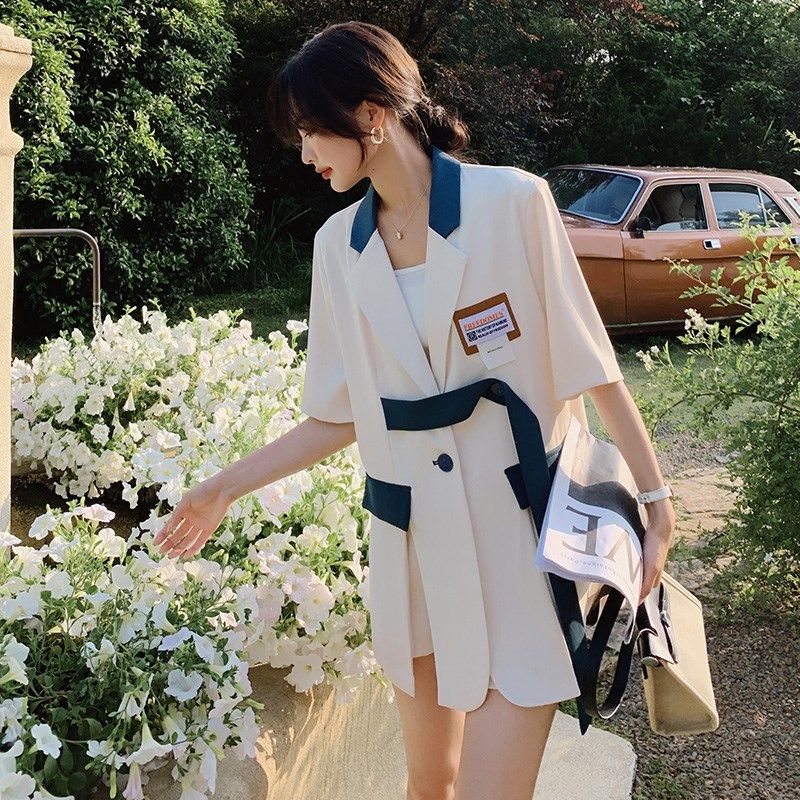 休闲时尚洋气短裤西装套装女夏季2025新款高级感炸街小个子两件套