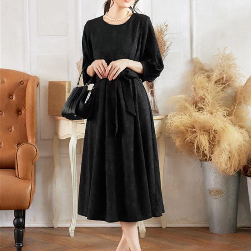 新款优雅气质连衣裙子女士春秋a字裙显瘦气质平时可穿小礼服88562