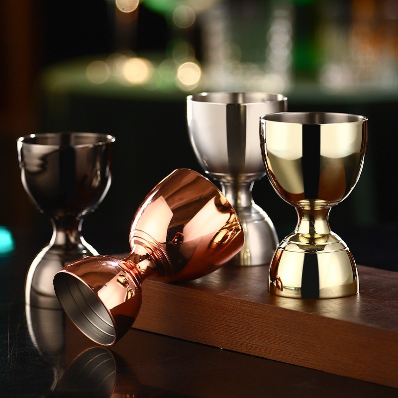 不锈钢印第安式量酒器盎司杯量杯30/60ml安士杯Jigger带刻度调酒