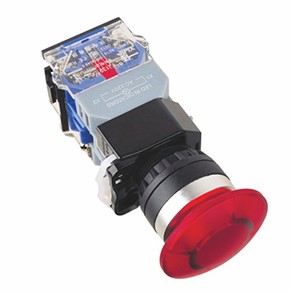 一佳LA38-11MZSD蘑菇头带灯自锁按钮开关启动电源22mm红色