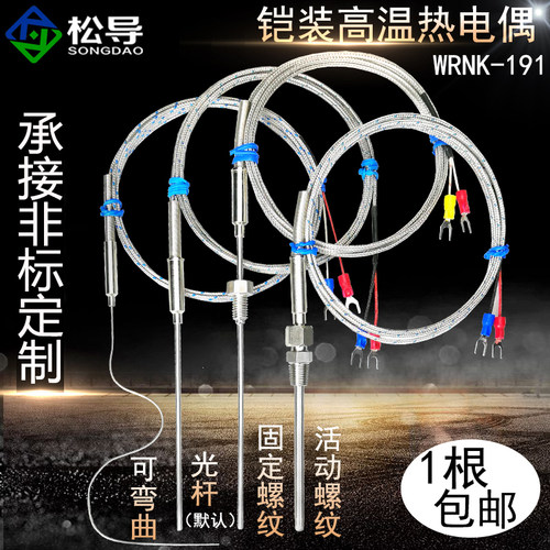 WRNK-191 K型铠装高温热电偶 温度传感器电热偶探针Pt100/J/E非标