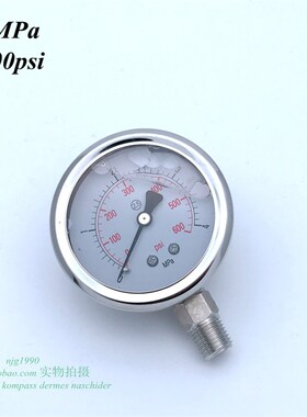 不锈钢耐震压力表YN60BF液压表0-4MPA油压表2分螺纹NPT1/4 600psi