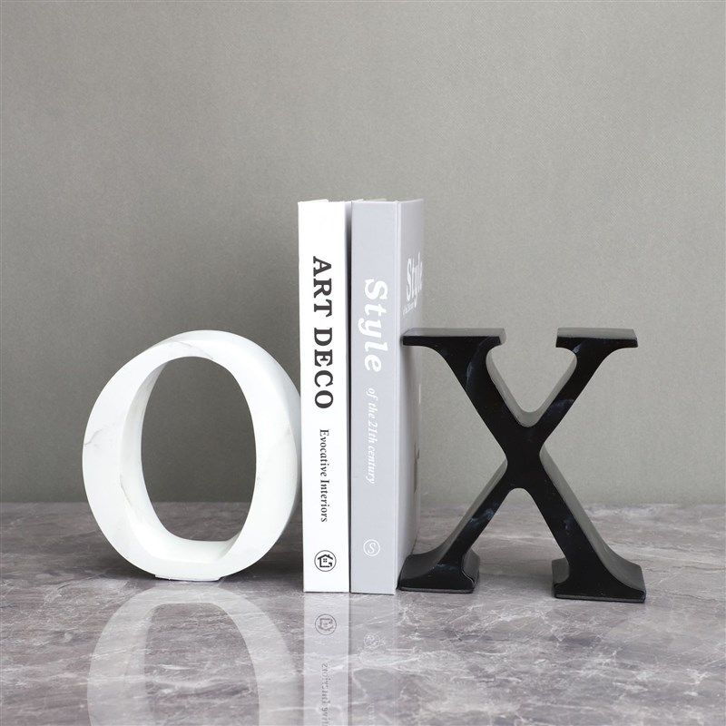 现代简约白色树脂字母书档书靠摆件客厅电视柜玄关书柜家居装饰品