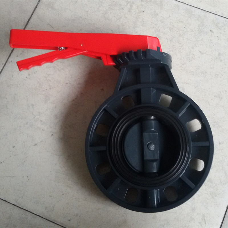国标昊杉UPVC/PVC 耐酸碱塑料手柄对夹蝶阀 DN50mm/75 110/140