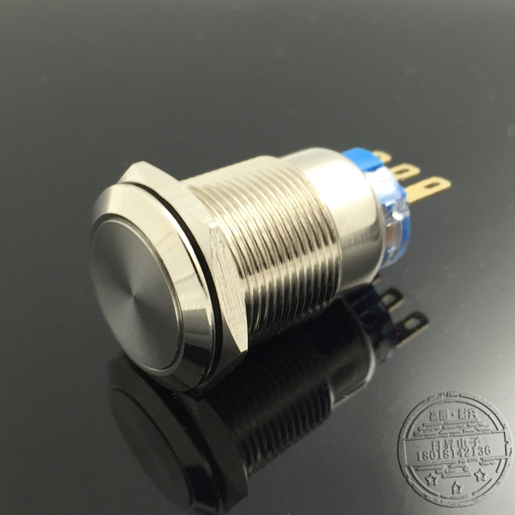 19mm金属自锁按钮汽车配件改装开关/设备电源带开关/防水1开1闭