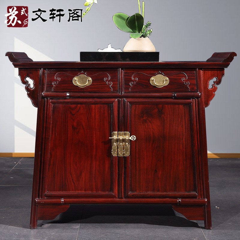 红木家具条案供桌实木二联柜y餐边柜储物柜中式仿古玄关柜翘头案