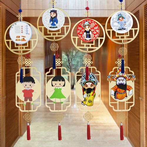 幼儿园中国风京剧人物脸谱木制空中吊饰挂饰N班级教室环创装饰材