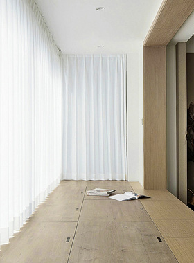 FUJU个性压皱窗纱经典日式简约客厅卧室阳台梦幻T轻盈白纱窗纱纱