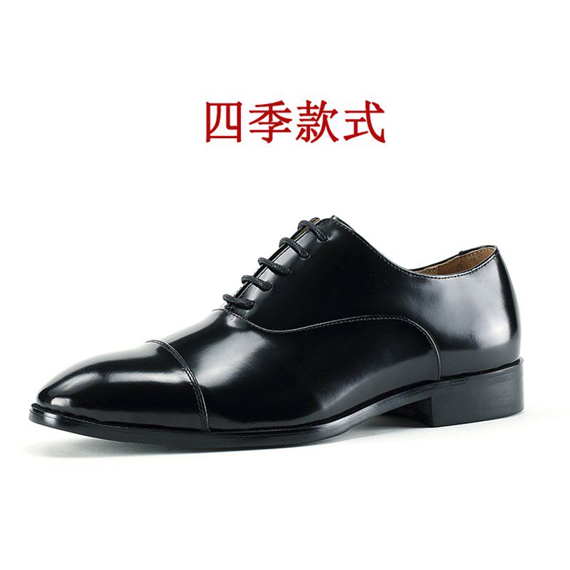 三接头增高新郎皮鞋正p装商务宴会亮黑色漆皮男士牛津鞋英伦时尚3