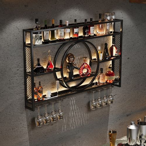 铁艺吧台酒架挂墙展示柜酒柜置物架墙上餐厅壁挂式吧X台红酒架上