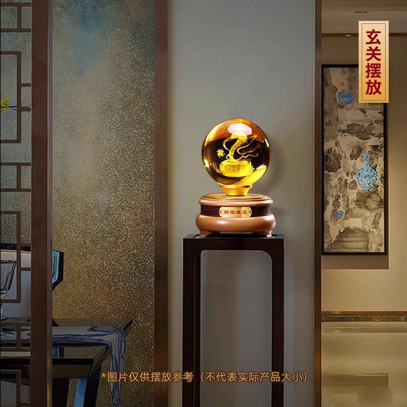 弗朗德灵蛇水晶球摆件招财客厅办公室生肖蛇装Q饰蛇年开业礼品定