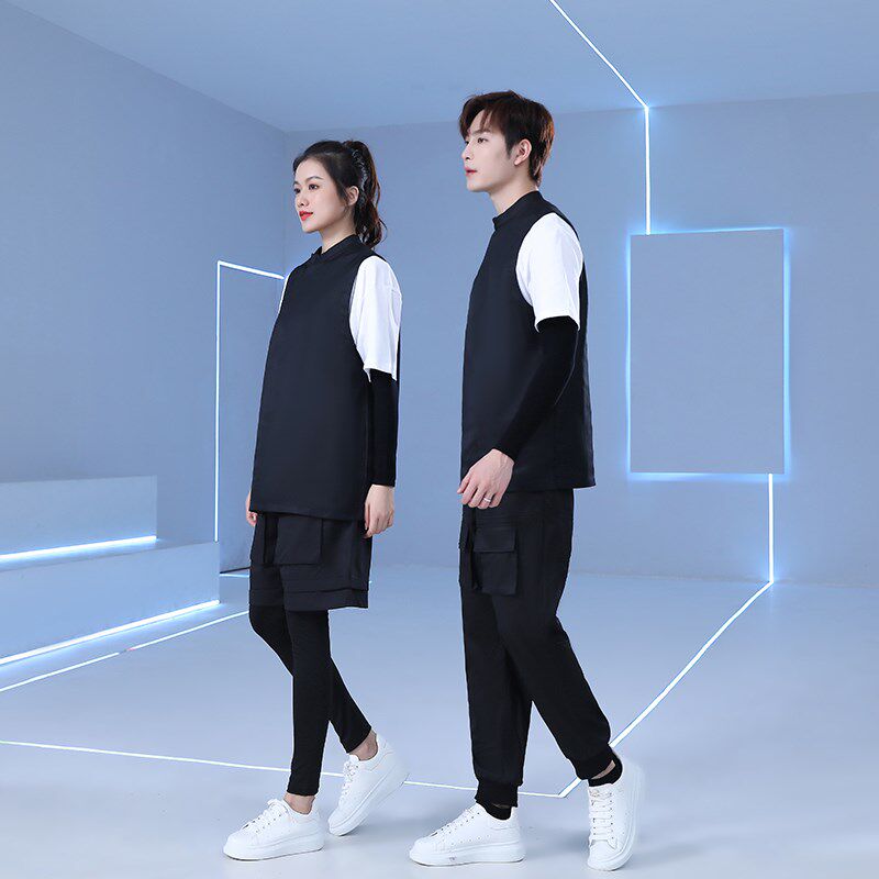 夏季理发店工作服套装美发廊烫染发型师助理酒吧定制S马甲印制log