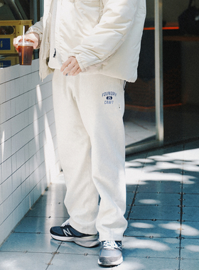 foundry 25aw立体剪裁宽松日系字母刺绣裤脚抽绳可调节抓绒卫裤男