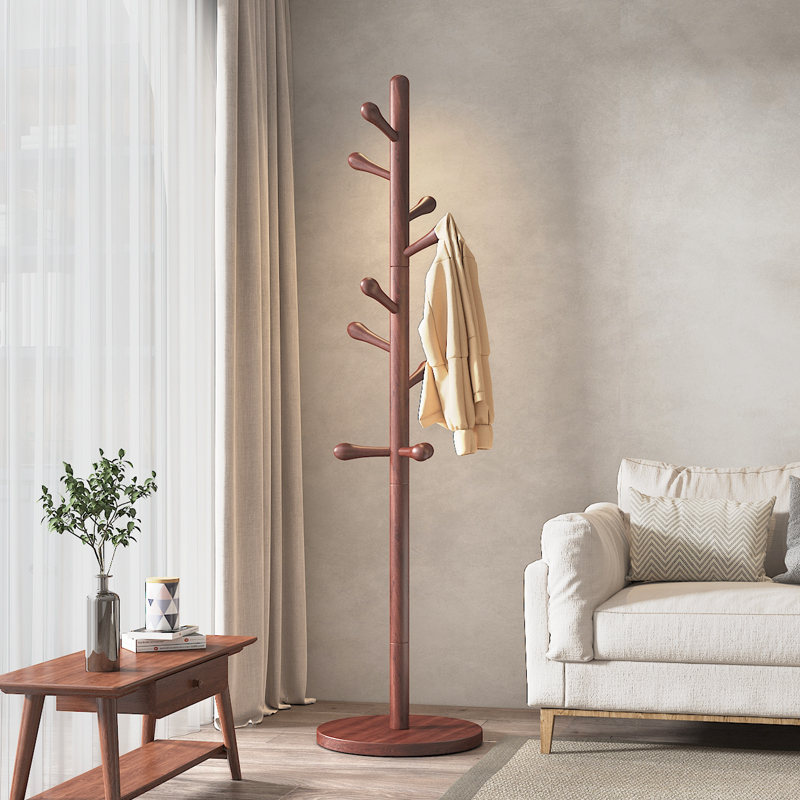 实木衣架家用落地立式可s移动卧室客厅玄关床头转角小型置物挂衣