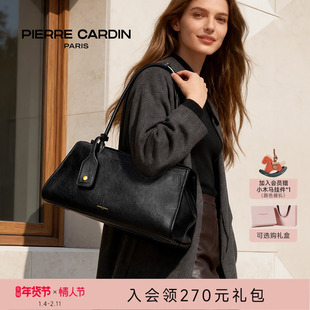 【真皮】皮尔卡丹女包植鞣波士顿枕头包大容量单肩包软女2026新款