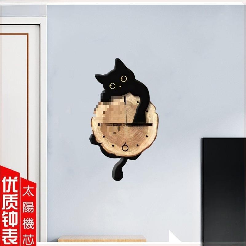 现代简挂约0猫咪钟表钟客厅225新款创意e8ABjYEY时钟墙感艺术挂挂