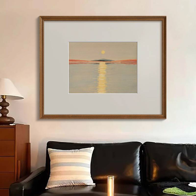 法式中古风日出风景客厅装饰画小众艺术书房卧室挂画玄关走廊壁画图片