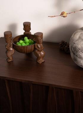 中古风样板间售楼处洽谈桌非洲人物小果盘茶几桌面干果收纳盘摆件